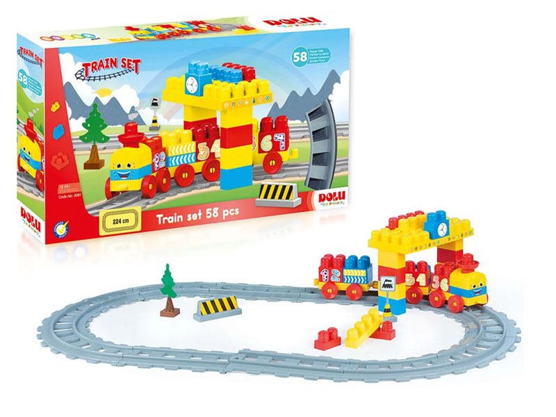 Донецк игрушка оптом Конструктор DOLU Train Blocks 58 дет. в кор. 5081