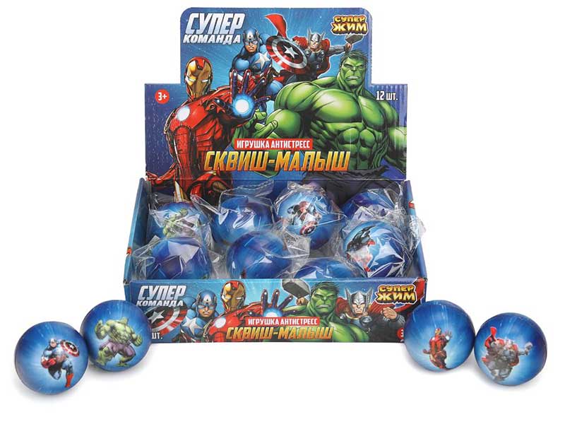Сквиш "Мяч. Супергерой" 6 см, микс. 24уп SM-H-01-RU