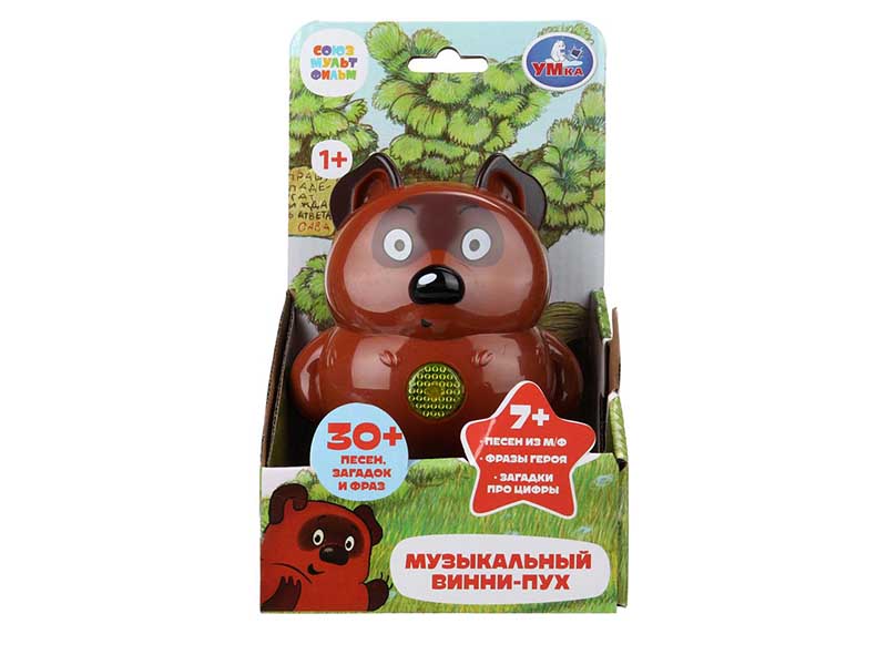 Развив. игр. "Винни-Пух" 15 см, песни, загадки, свет, в кор. HT1144-R-WOD