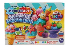 Тесто для лепки "Любимое мороженое" 6 цв., формы, в кор. PDSET-MA120038
