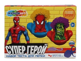 Тесто для лепки "Супергерои" 6 цв., формы, в кор. PDSET-115311