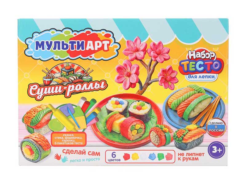 Тесто для лепки "Суши-роллы" 6 цв., формы, в кор. PDSET-MA120043