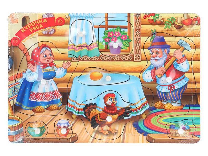 Дерев. рамка-вкладыш "Курочка Ряба" 28x19.5 см в пак. W0130