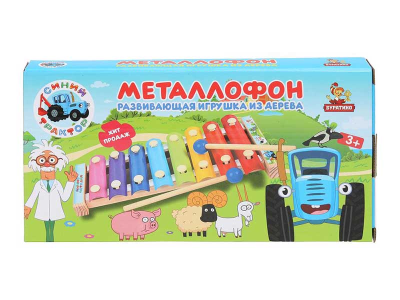 Металлофон дерев. "Синий Трактор" 9*18.5 см, в кор. STR17-NW