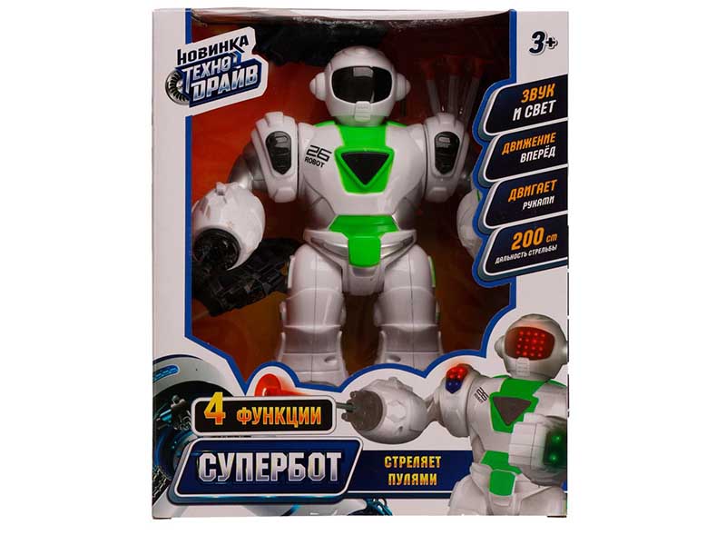 Робот "Супербот" 20 см, свет, звук, движ., стреляет, в кор. 1811B234-RS