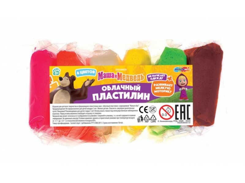 Легкий пластилин "Маша и Медведь" 6 цв., 10 гр. FLUFFY6-127908
