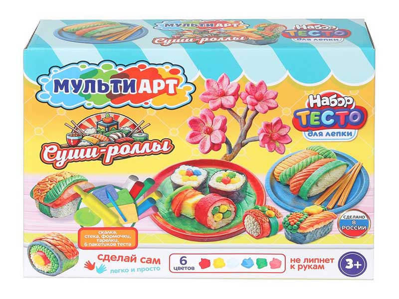 Тесто для лепки "Суши-роллы" 6 цв., формы, в кор. PDSET-MA120043-WOT