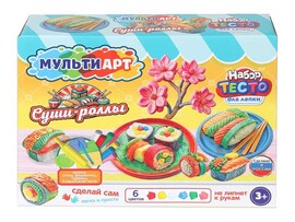 Тесто для лепки "Суши-роллы" 6 цв., формы, в кор. PDSET-MA120043-WOT
