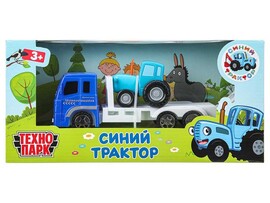 Машина металл. Синий Трактор 7.5 см с автоперевозчиком, в кор. Технопарк