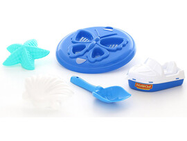 Набор №373: катер "Ветерок", сито "Бабочка", лопатка №5, формочки (морская звезда №1 + ракушка №1) доставка оптом в Донецк