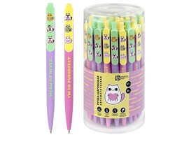 Ручка шар. автомат. "Котики" 0.7 мм, синяя, софт-тач. 69542