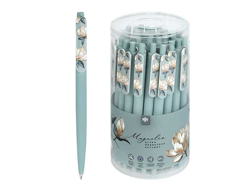 Ручка шар. автомат. "Магнолия" 0.7 мм, синяя, софт-тач. 71662