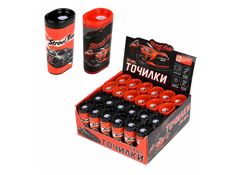 Точилка "Городские гонки" 1 отв., контейнер, микс. 69657