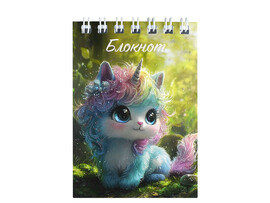 Блокнот А7 40 л. Единорог, клетка, гребень, глиттер. 72781