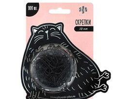 Скрепки "Черный кот" 28 мм, 100 шт., черные, блистер. 71492