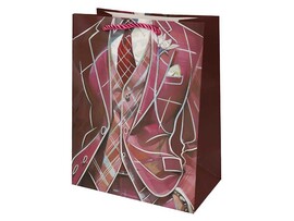 Пакет подар. мат. лам. Малиновый пиджак 18х23х10 см, тиснение.  ППК-3574