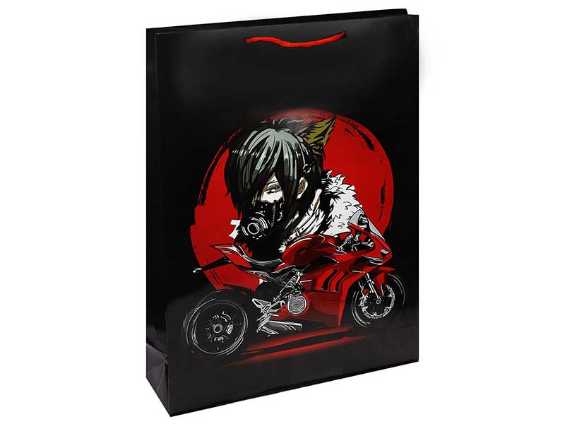 Пакет подар. глянц. лам. Красный мотоцикл 18x23x10 см. ПКП-4228