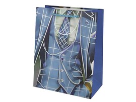 Пакет подар. мат. лам. Голубой пиджак 26*32*10 см, тиснение. ППК-3587
