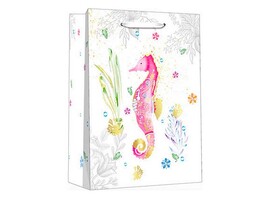 Пакет подар. мат. лам. Яркий морской конек 26.4х32.7х13.6 см. ППК-3394
