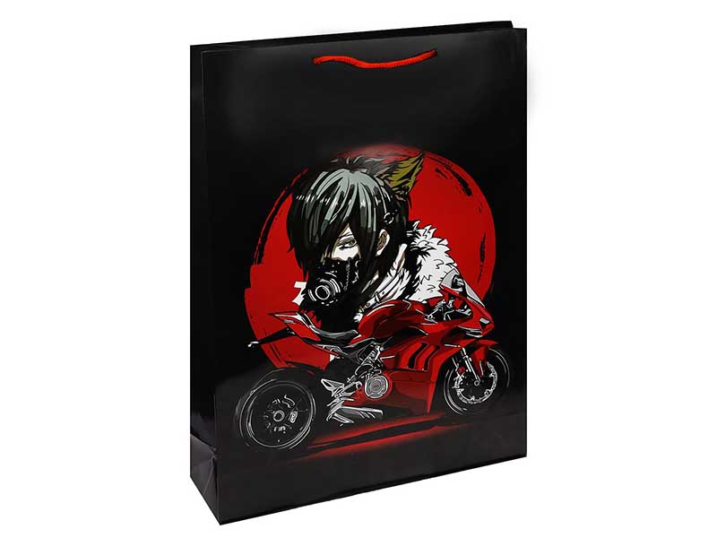 Пакет подар. глянц. лам. Красный мотоцикл 32,4x44,5x10,2 см. ПКП-4332