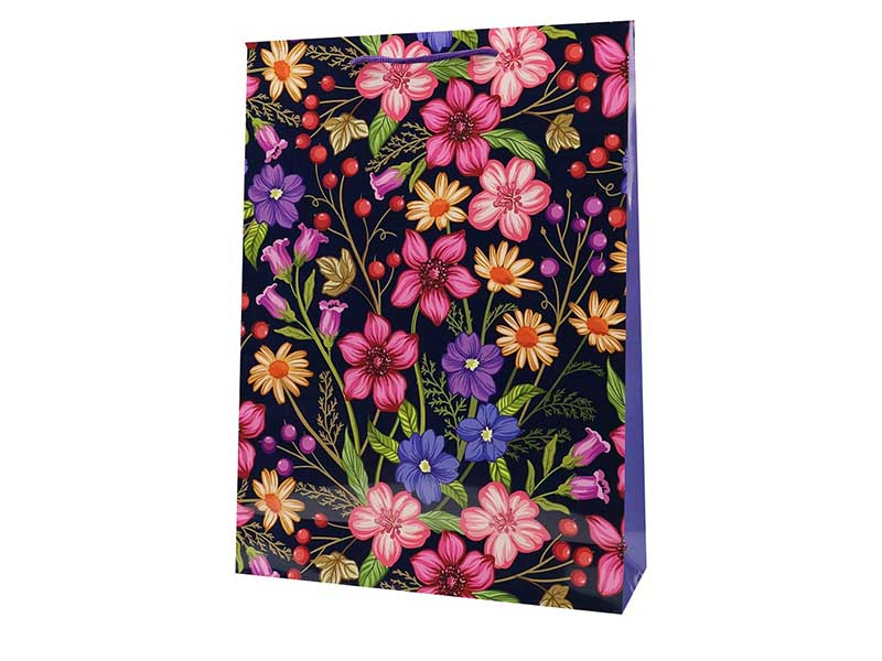 Пакет подар. глянц. лам. Цветочный узор 32,4х44,5х10,2 см. ПКП-1145