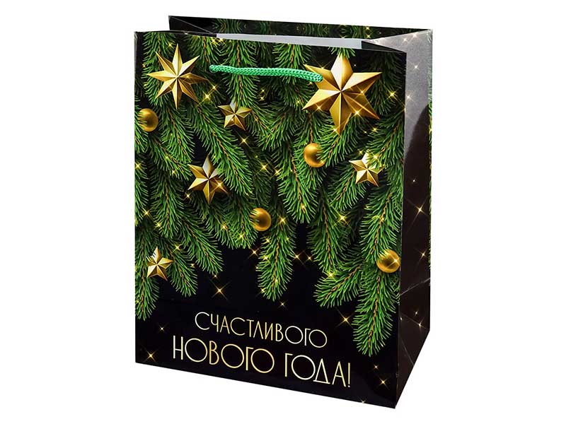 Пакет подар. глянц.лам. Счастливый Новый Год 18х23х10 см. ППК-2320