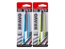 Нож канцелярский "BRAVO" 9 мм, auto-lock, металл. направл., блист.