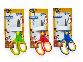 Ножницы детские 13.3 см, пласт. прорезин. ручки, блист.