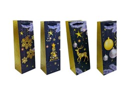 Пакет подар. Bottle "Золотая ночь" 12х36х10 см, ассорти