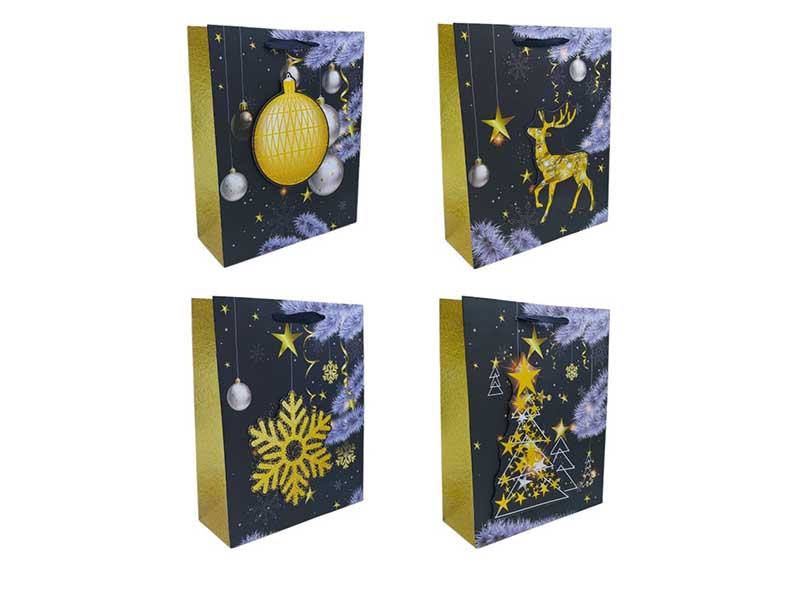 Пакет подар. "Золотая ночь" 26*32*10 см, аппликация, микс