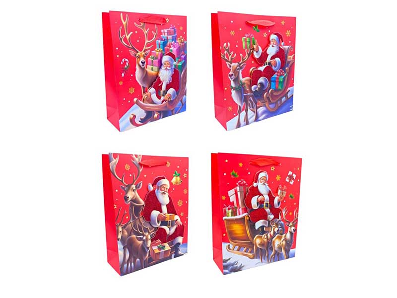 Пакет подар. "Санта Клаус" 26*32*10 см, аппликация, ассорти