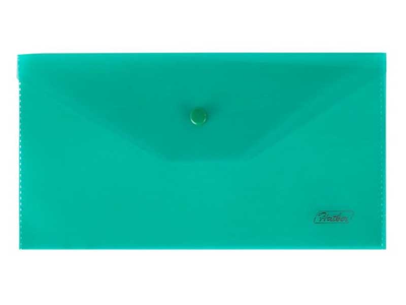 Папка-конверт на кнопке С6 "Hatber" 224х119 мм, 180мкм, зеленая (кратно 5)