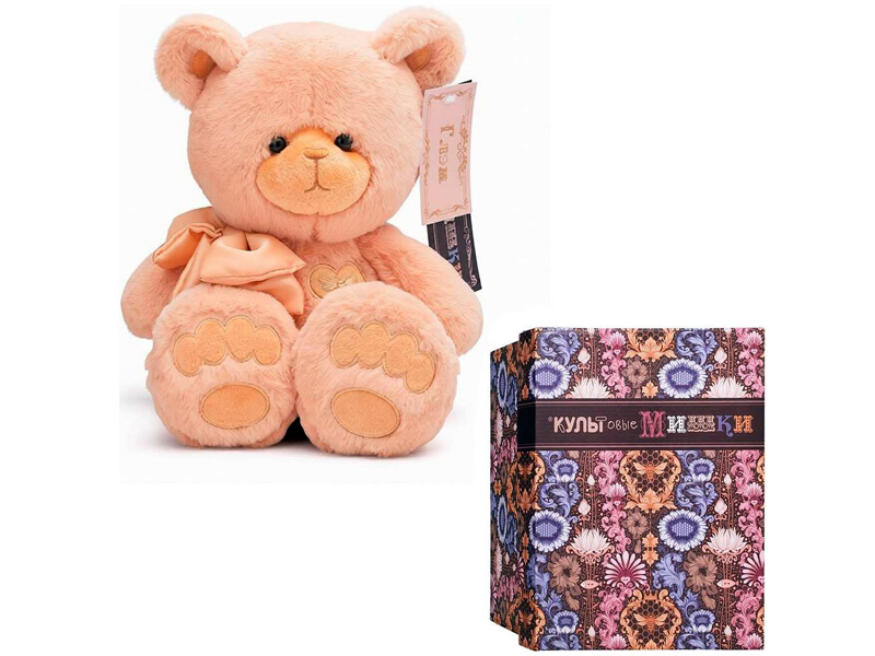 Донецк игрушка оптом Медведь Глэм с бантом 25 см карамельный МГлэм/25/54-1