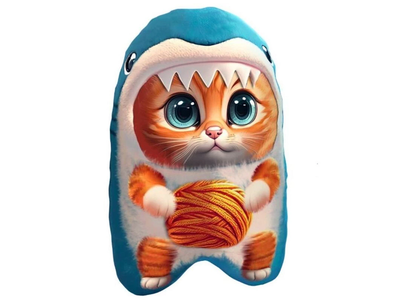 Донецк игрушка оптом Мягкая игрушка-антистресс Кот Синяя акула 30 см МТ30039