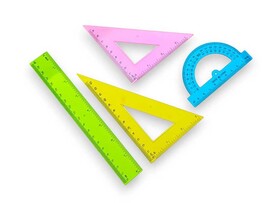Набор линеек (линейка 20 см, 2 треуг., транспортир) тонир. цв., в пак.