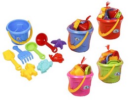 Песочный набор "Мини №2": ведро, грабли, лопатка, 4 формы. 7354