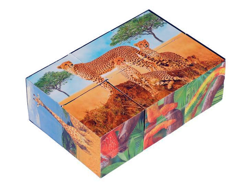 Донецк игрушка оптом Кубики "Экзотические животные" 6 шт 4 см