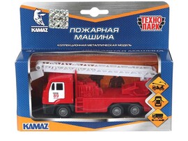 Машина металл. KAMAZ Пожарная машина 12 см, дв., подв. дет., инерц., кор. Технопарк