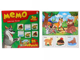 Настольная игра Мемо 30 фишек + пазлы 24 эл. «Животные России» доставка оптом в Донецк