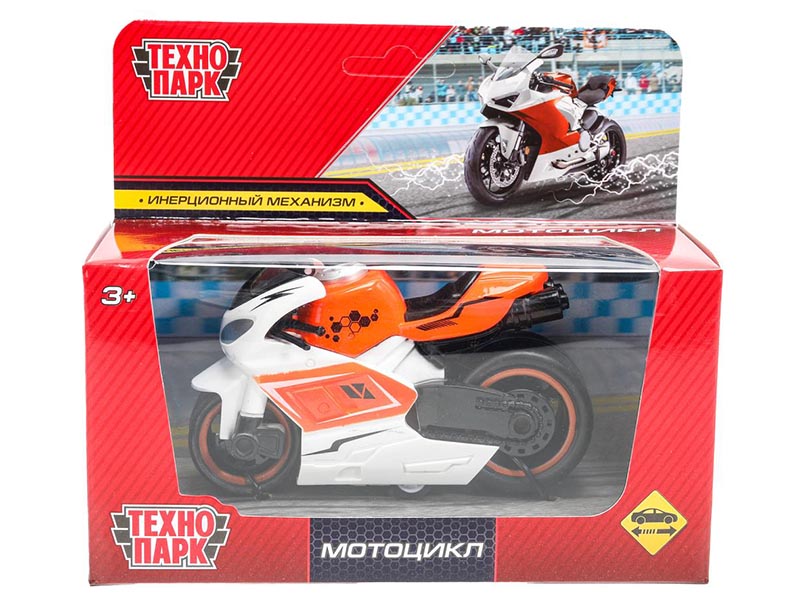 Модель металл. Мотоцикл 10.5 см, инерц., в кор. Технопарк