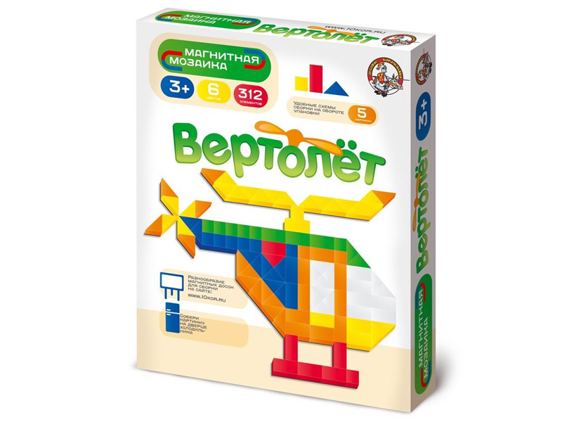 Донецк игрушка оптом Мозаика магнитная «Вертолет» 312 эл. без игр. поля 01654