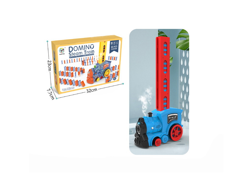 Донецк игрушка оптом Паровозик-домино на бат. "Путешествие-2" (свет, пар) 80 эл. 24*17*8 см 2000270
