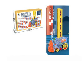 Паровозик-домино на бат. "Приключение" (свет, пар) 80 эл. 24*17*9 см 2000271 доставка оптом в Донецк