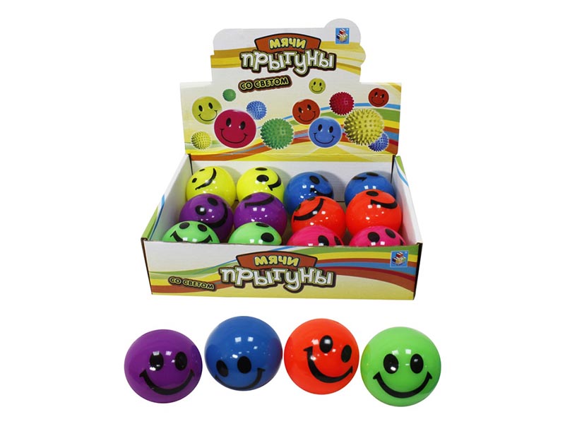 Мячик-прыгун "Смайлик" 6 см, свет, микс. Т59849