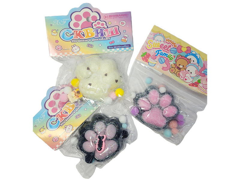 Сквиш цветной «Лапка» 7 см ассорти