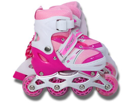 Ролики 39-42 р. (металл. рама, свет. колеса) розовый в сумке 8806-L (39-42) доставка оптом в Донецк