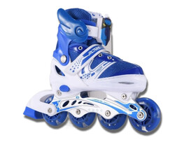 Ролики 39-42 р. (металл. рама, свет. колеса) синий в сумке 8806-L (39-42) доставка оптом в Донецк