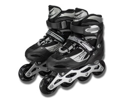 Ролики 31-34 р. (металл. рама, свет. колеса) черный в сумке 31-11 (31-34) доставка оптом в Донецк