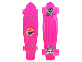 Пенниборд 56х15 см (пластик, колеса PU, свет) до 50-60 кг розовый M350-1sP доставка оптом в Донецк