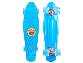Пенниборд 56х15 см (пластик, колеса PU, свет) до 50-60 кг синий M350-1sB доставка оптом в Донецк